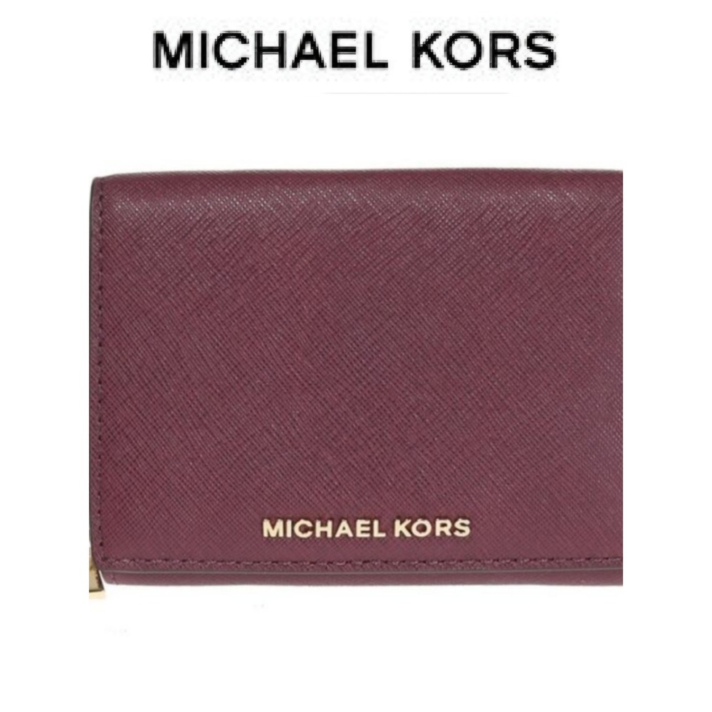 Michael Kors Jet Set Small Flap Leather ID Card Case- Mulberry